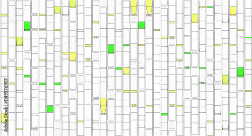 procedural decorative geometric background of white boxes covering up shapes hidden behind
