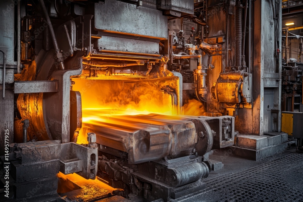 Advanced industrial machinery demonstrating precision metalwork and high temperature processes Advanced industrial machinery demonstrating precision metalwork and high temperature processes