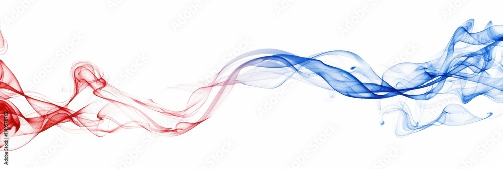 Abstract red and blue smoke swirls gently across a white background, creating a dynamic and colorful visual effect. Abstract red and blue smoke swirls gently across a white background, creating a dynamic and colorful visual effect.