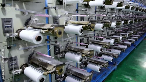 Packaging bag production workshop, The production workshop of woven belt, A factory workshop where textile belts are produced