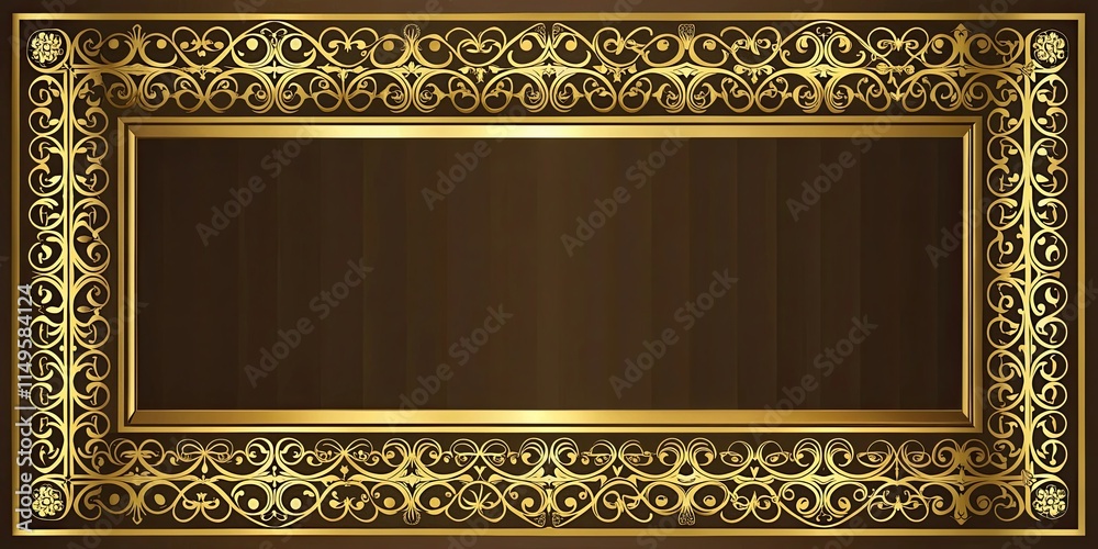 Obraz premium Golden Inlay Frame Background , golden inlay frame, luxurious gold background, metallic frame