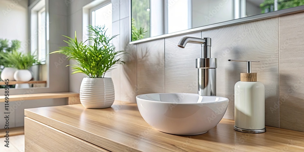 Fototapeta premium Modern Bathroom with Empty Soap Dispenser , minimalist design