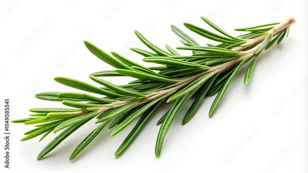 Fresh rosemary twig on a white background, herb fresh rosemary sprig Fresh rosemary twig on a white background, herb fresh rosemary sprig