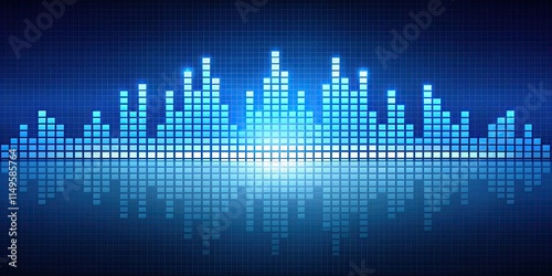 Sound equalizer graphic on blue background, music equalizer, audio filter, sound wave