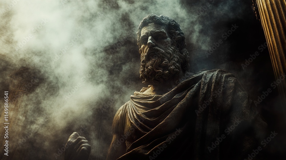 Ancient Greek Statue: Majestic Marble Sculpture in Dramatic Light Ancient Greek Statue: Majestic Marble Sculpture in Dramatic Light