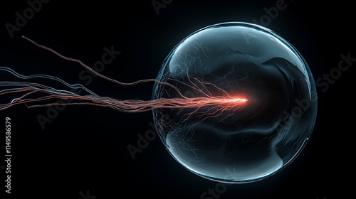 Glowing energy streams emanating from a translucent sphere.