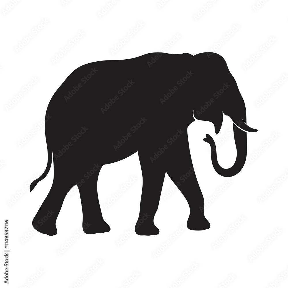 Fototapeta premium Walking Elephant Silhouette Vector – High-Quality Wildlife Clipart