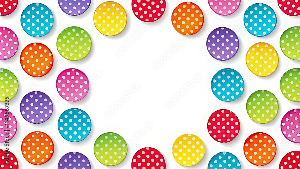 Bright and Bold Round Colors in Polka Dot Pattern on White Backdrop