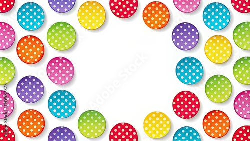 Bright and Bold Round Colors in Polka Dot Pattern on White Backdrop