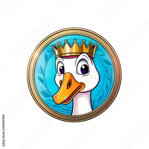 Cute Goose Character Design Collection - Funny Duck Mascot with Crown and Coin Expressions photo