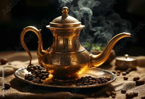 Arabic Coffee pot traditional. Saudi Coffee Dallah, A still life of a traditional Saudi coffee pot or Dallah, photo