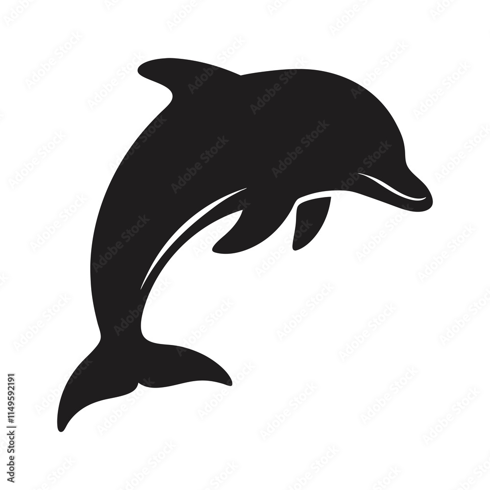 Fototapeta premium Jumping Dolphin Silhouette Vector 