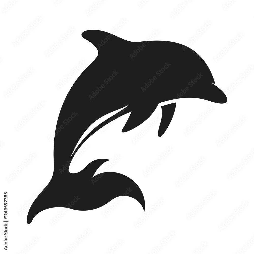 Naklejka premium Jumping Dolphin Silhouette Vector 