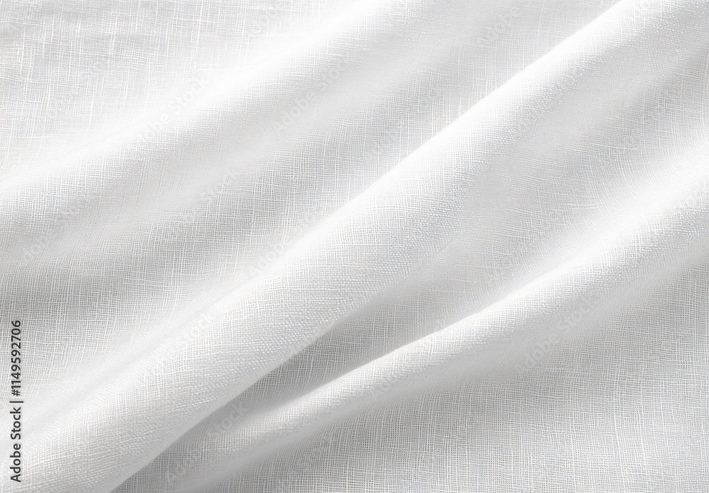 Fototapeta premium White Linen Fabric Texture Close Up Draped Background