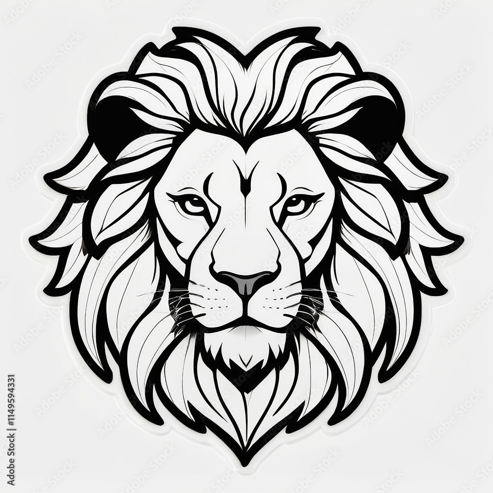A lion head with a white background
