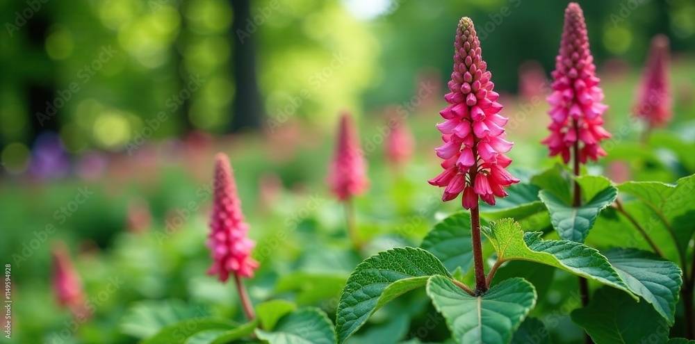 Blooming Stachys sylvatica in a hedged woodland garden, spring growth, hedge woundwort Blooming Stachys sylvatica in a hedged woodland garden, spring growth, hedge woundwort