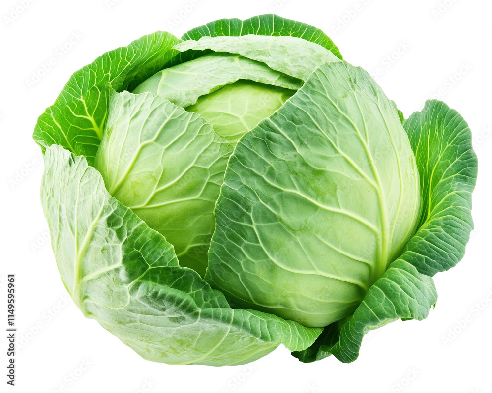 Obraz premium Green cabbage isolated on white background clipping path