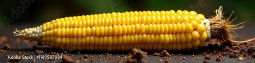 Detailed view of ergot growth on corn cob with roots, ergot, corn cob photo