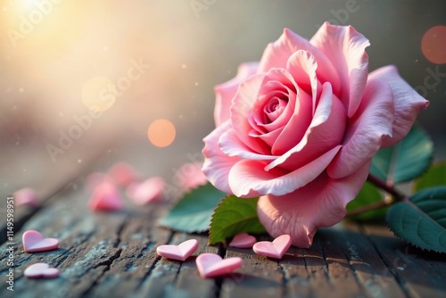 A delicate rose and heart motif fills the air with soft, romantic charm, rose, heart photo