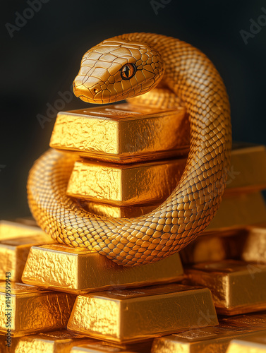 Luxurious Golden Snake Clipart for Chinese New Year and Lunar Festivities
