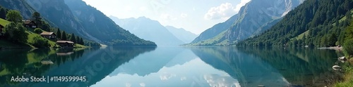 Reflections on the calm surface of the Seealpsee lake, lake, water