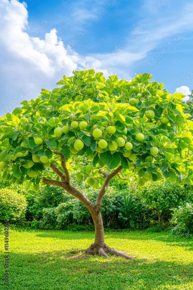 Tree standing, A solitary fig tree stands gracefully in a vibrant, lush garden, creating a serene atmosphere perfect for nature-themed visuals and tranquil scenes. Tree standing, A solitary fig tree stands gracefully in a vibrant, lush garden, creating a serene atmosphere perfect for nature-themed visuals and tranquil scenes.
