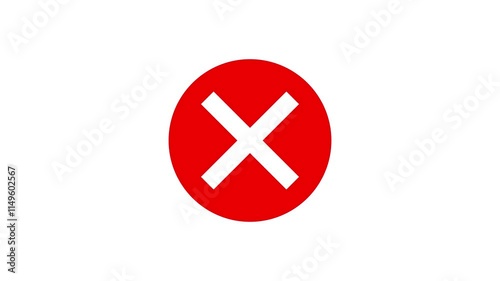 Animation of a danger warning, incorrect cross, and red alert footage template. Danger warning sign logo animation with a white background.