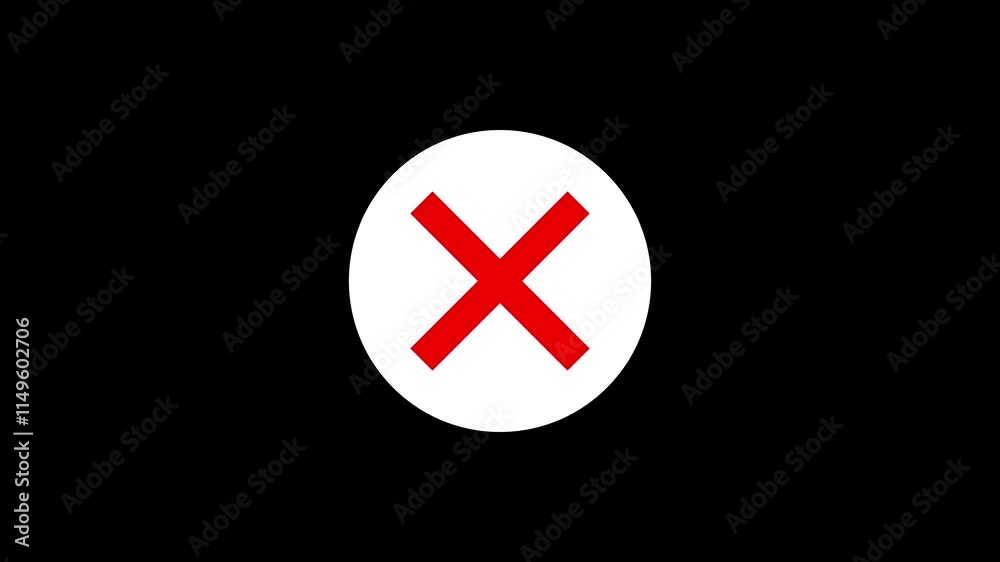 Animation of a danger warning, incorrect cross, and red alert footage template. Danger warning sign logo animation with a black background. Animation of a danger warning, incorrect cross, and red alert footage template. Danger warning sign logo animation with a black background.