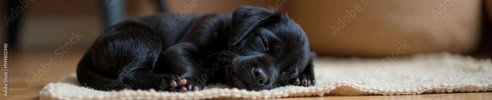 Small black labrador puppy curled up in a ball, cuddly, pet, animal Small black labrador puppy curled up in a ball, cuddly, pet, animal