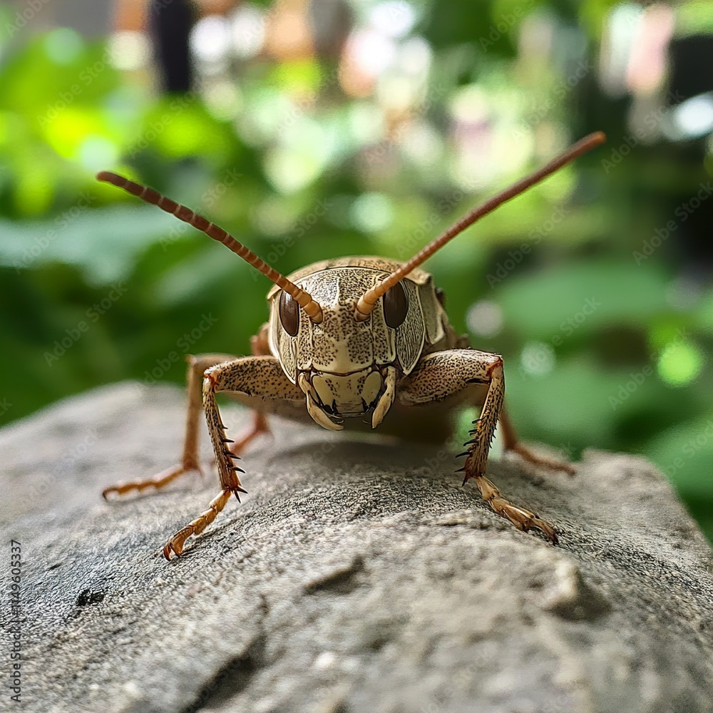 Fototapeta premium Close-up shot of a cricket on a rock