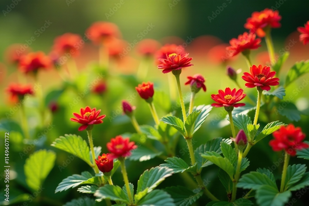Low-growing shrub with yellow-green stems and pea-like flowers, flowers, dark red flowers Low-growing shrub with yellow-green stems and pea-like flowers, flowers, dark red flowers