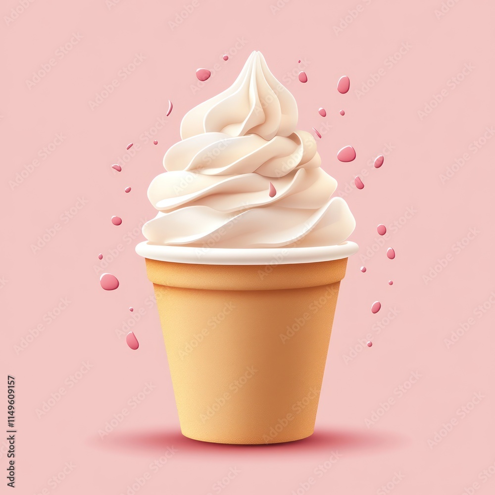 Creamy Swirled Soft Serve Ice Cream In A Cup Creamy Swirled Soft Serve Ice Cream In A Cup