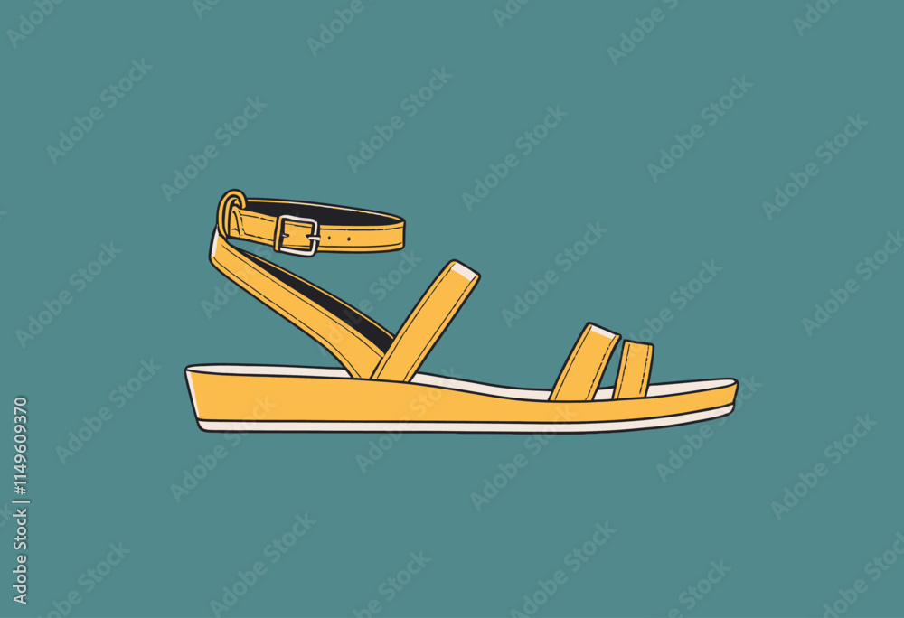Fashion-Forward Sandals: Stylish One-Line Icon Vector Illustration for Trendy Graphic Design 