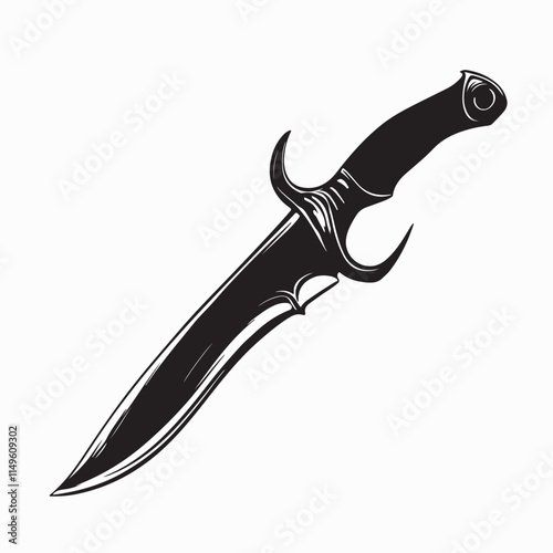 Black and white Machete Vector Images. Hunting knife  Vector Images isolated on white background.