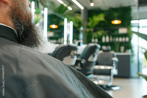 barbershop grooming, close-up shot of a bearded barber expertly shaving a clients face, showcasing the precision of his blade