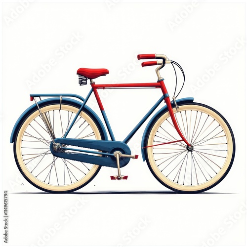 Classic Vintage Bicycle Red Frame Blue Body photo