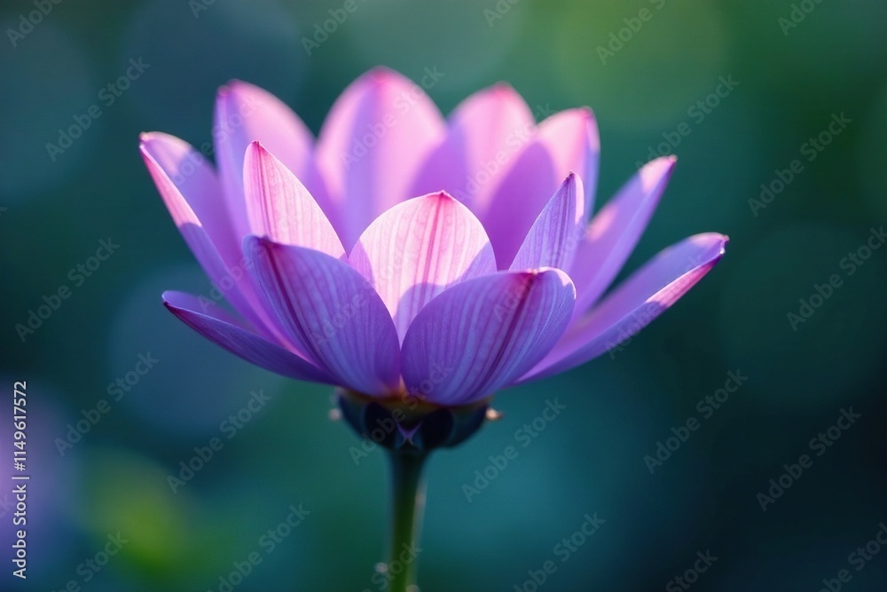 Delicate purple petals unfolding on a blue flower stem, blossom, flower power, nature Delicate purple petals unfolding on a blue flower stem, blossom, flower power, nature