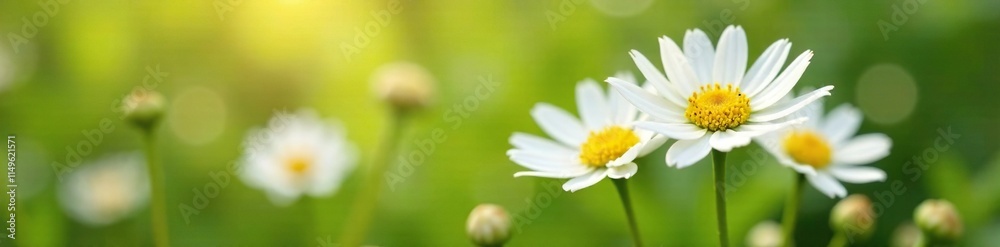 Delicate white flowers with bright yellow centers in a garden, white, garden, yellow Delicate white flowers with bright yellow centers in a garden, white, garden, yellow