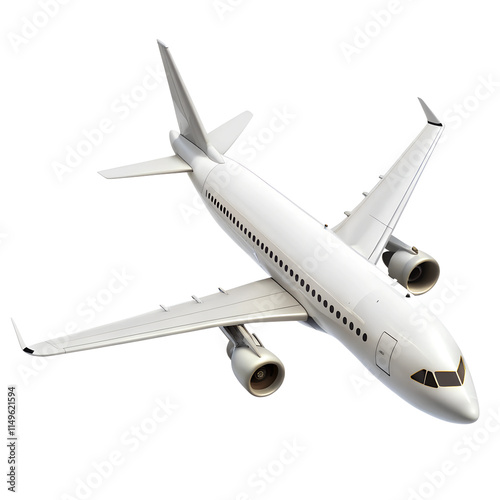 white airplanes views isolated on transparent background.
