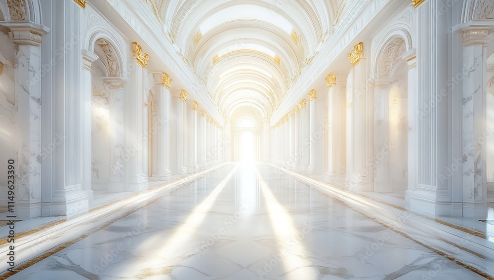 Explore Elegant Marble Hallways: Architecture of Light and Shadow in Grand Colonnades with Golden Accents, Divine Brilliance. Explore Elegant Marble Hallways: Architecture of Light and Shadow in Grand Colonnades with Golden Accents, Divine Brilliance.