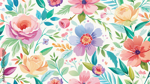 Wallpaper Mural Dreamy Watercolor Floral Seamless Pattern Torontodigital.ca