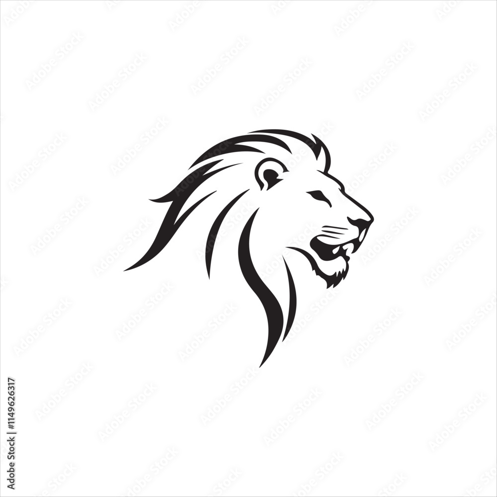 lion silhouette vector line art logo design