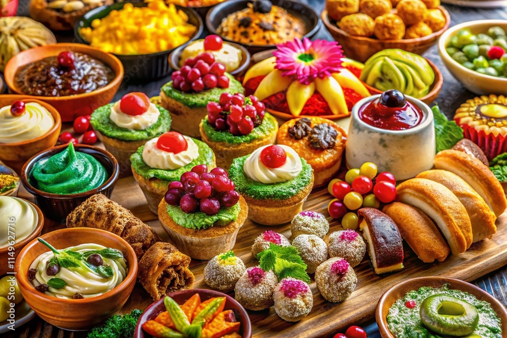 Delicious Pastries and Dips - Gourmet Plate Display