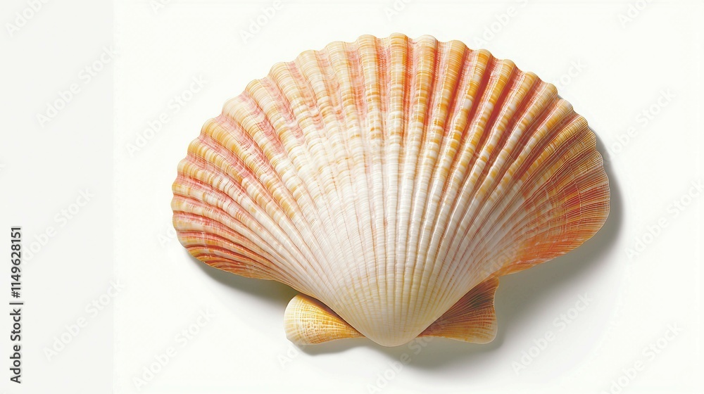 Beautifully textured seashell with soft orange and white hues Beautifully textured seashell with soft orange and white hues