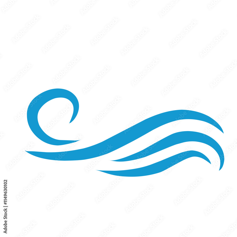 Line water wave icon. Choppy water. Vector illustration. Blue Line water wave icon. Choppy water. Vector illustration. Blue