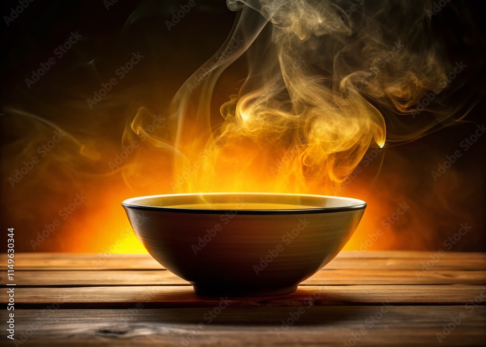 Silhouetted Bowl of Chicken Broth - Warm Comfort Food Stock Photo Silhouetted Bowl of Chicken Broth - Warm Comfort Food Stock Photo