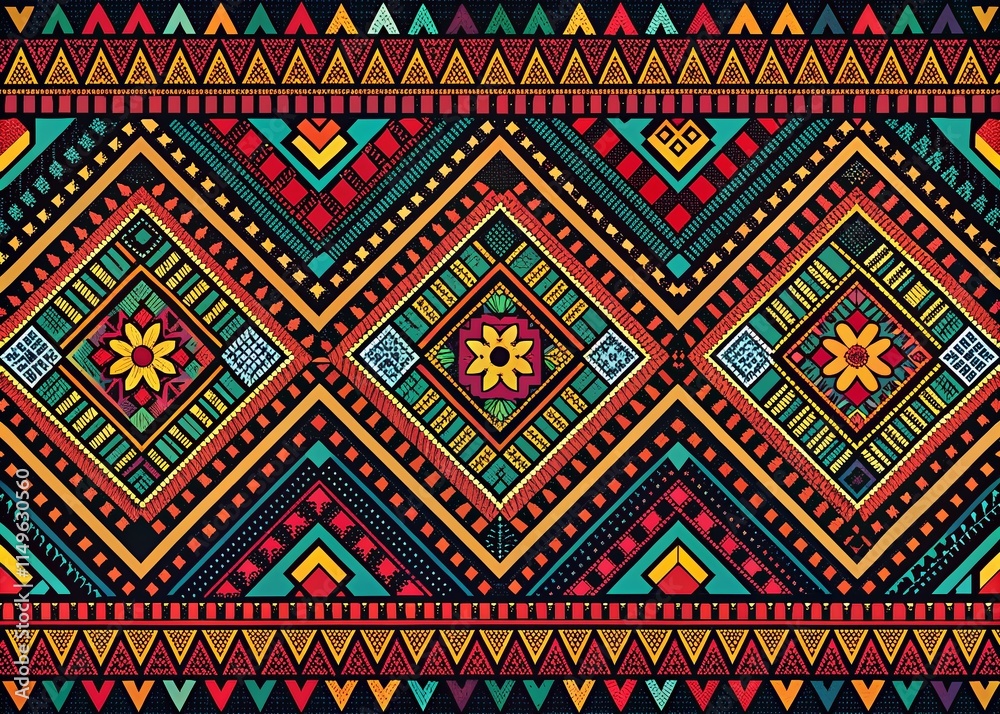 Geometric Tribal Pattern Black Background Art Design Geometric Tribal Pattern Black Background Art Design