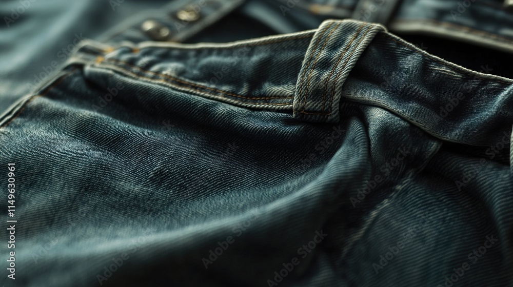 Naklejka premium Detailed Close-up of Denim Jeans Texture