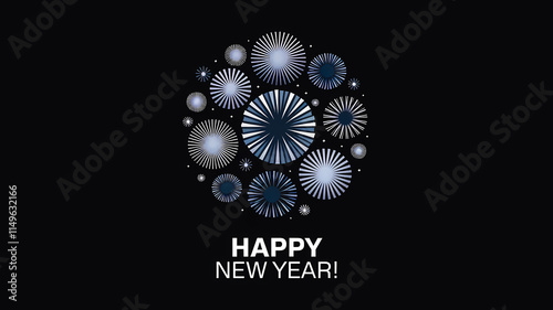 Happoy New Year NYE Fireworks Illustration Background photo