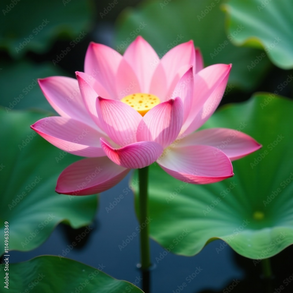 Soft pastel colors and delicate petals create a serene atmosphere around pink lotus flower, soothing, gentle Soft pastel colors and delicate petals create a serene atmosphere around pink lotus flower, soothing, gentle